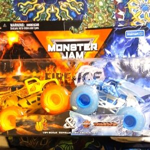 Monster Jam WHIPLASH AND BAKUGAN DRAGONOID Toy Truck Set FIRE & ICE